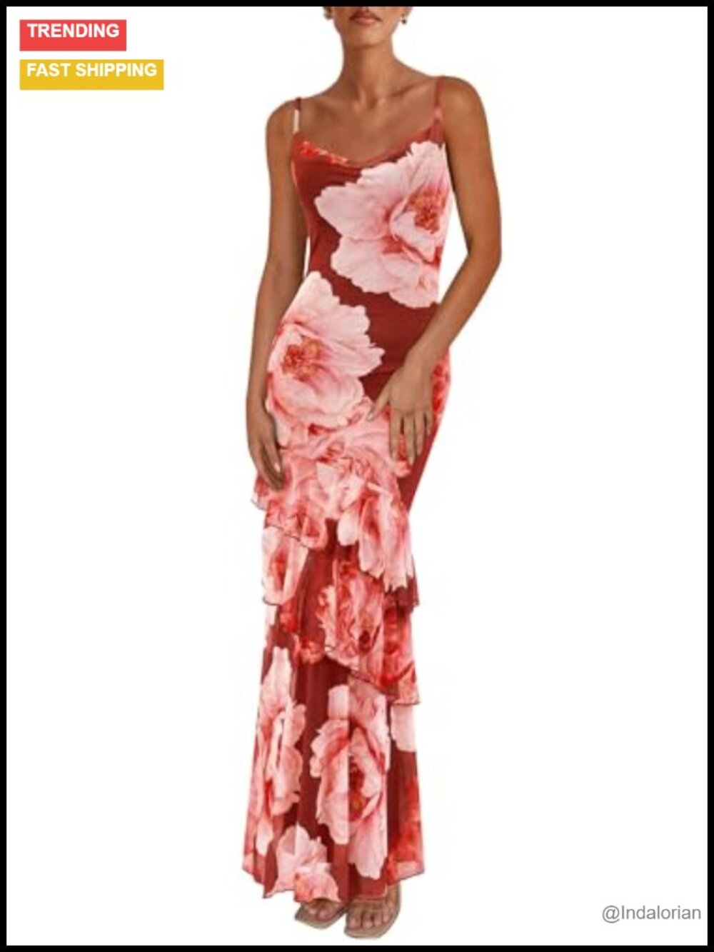 Women's Boho Floral Tiered Maxi Dress Sleeveless Bodycon Sundress
